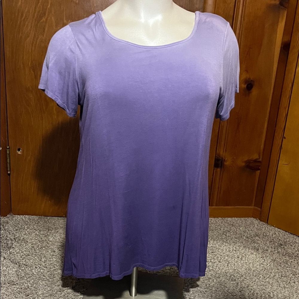 Sunday Purple Short Sleeve Tee, crisscrossed in back